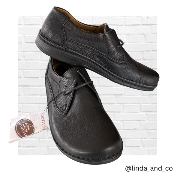 Birkenstock by Footprints Black Genuine Leather Oxford Tie Up Walking Shoe Sz 41 - Picture 1 of 16